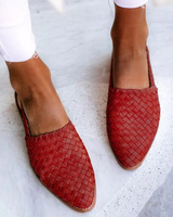 Verena | Damen Frühlings Geflochtene Slingback-Ballerinas in Rot