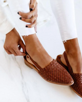 Verena | Damen Frühlings Geflochtene Slingback-Ballerinas in Braun