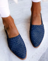 Verena | Damen Frühlings Geflochtene Slingback-Ballerinas in Blau