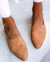 Verena | Damen Frühlings Geflochtene Slingback-Ballerinas in Kaffee