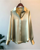SATINA - Damen Bluse aus Satin in Olive Grün