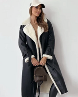 Kyla | Flauschiger Wintermantel mit Fleecefutter für Damen in Schwarz
