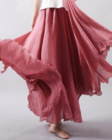 Zinnia | A-Linien Elastischer Bund Rock in Dunkelrosa