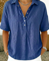 Tessa | Hemdbluse mit Kragen und Knopfdetail  ( 1+1 GRATIS ) in Marineblau