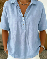 Tessa | Hemdbluse mit Kragen und Knopfdetail  ( 1+1 GRATIS ) in Hellblau