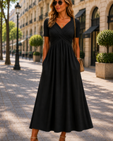 Helena | Elegantes A-Linien Midikleid in Schwarz
