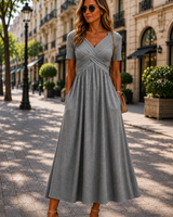 Helena | Elegantes A-Linien Midikleid in Grau