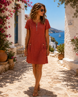 Hanna | Leinenmix-Sommerkleid in Rot