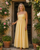 Oceane | Gestreiftes Spaghettiträger-Maxikleid in Gelb