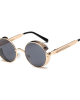 Juno | Vintage Steampunk-Sonnenbrille in Gold / Schwarz