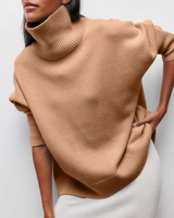 Amelia | Eleganter Strick-Dolcevita-Pullover in Braun
