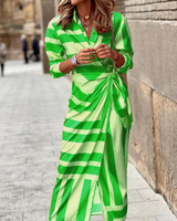 Elvina - Bedrucktes Wickelkleid in Grün