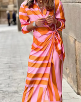 Elvina - Bedrucktes Wickelkleid in Orange/Rosa (Fast ausverkauft)