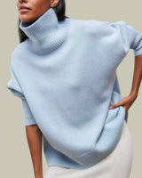 Stefanie | Locker Geschnittener Rollkragenpullover für Damen in Blau