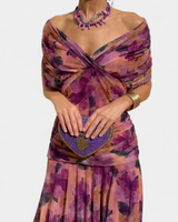 Alondra™ | V-Ausschnitt Langes Floral-Maxikleid in Lila