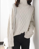 Sarah | Damen Rollkragenpullover für den Frühling in Weiß
