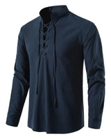 Oliver - Langarmhemd mit Schnürung in Marineblau