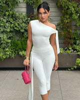 Odessa™ Set mit One-Shoulder-Bluse und Eleganter Caprihose in Weiß