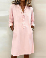 Calyra™-Kleid mit Rüschen am Ausschnitt und Eleganter Passform in Pink
