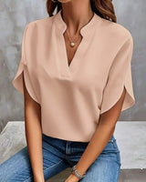 Sophia | Plissee-Front Stehkragen Bluse in Rosa