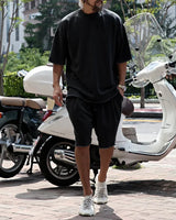 Draxen™-Set aus Premium-Strick mit Oversize-Passform und Streetwear-Style in Schwarz