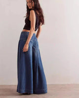 Solen™ Damenhose aus weichem Denim mit hoher Taille in Dunkelblau