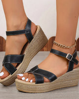 Vanessa | Gepolstert Keilabsatz Sandalen in Schwarz
