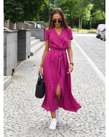 Leanne - Elegantes Kleid mit Bauchbedeckung in Roter Punkt