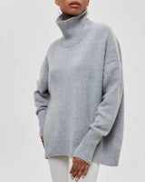 Lilian | Damen Übergroßer Winterpullover mit hohem Kragen in Grau