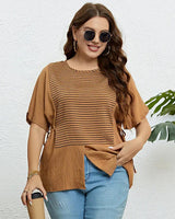 Tara - Gestreiftes Sommer T-Shirt in Khaki