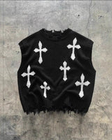 Montero™ Ärmelloser Pullover Aus Weichem Strick Mit Ausgefransten Details in Schwarz