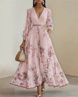 Pramudi - Elegantes Maxi Kleid Mit langen Ärmeln in Rosa