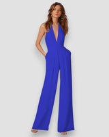 Bea | Damen Schlaghosen Jumpsuit Retro Selbstbewusst in Blau