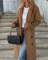 Johanna | Damen Trenchcoat mit langen Ärmeln und Knopfleiste in Hellbraun