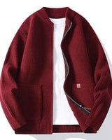 Jorje – Gerippter Strickcardigan Mit Reissverschluss in Rot