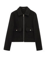 Kerstin | Damen Freizeit-Jacke mit Reißverschluss und Woll-Mix in Schwarz