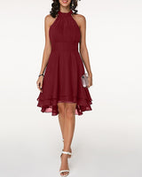 Damen Halter Mini Hochzeitsgast Kleid in Rot