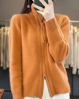 Zina | Kaschmir-Pullover mit Reißverschluss in Orange