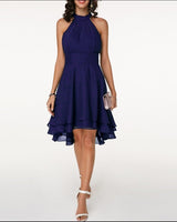 Damen Halter Mini Hochzeitsgast Kleid in Navy