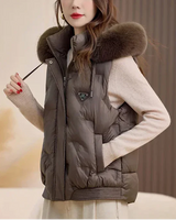 Softline Édition™ Steppweste mit Abnehmbarem Kunstpelzkragen / Die Eleganteste Schicht des Winters! in Braun
