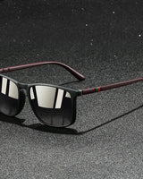 Chatioglow - Sonnenbrille mit quadratischem Rahmen und polarisierten UV-Schutz in Burgunder