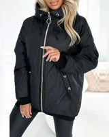 UrbanGlanz™ Thermojacke mit Hochwertiger Steppung und Hohem Kragen / Warmer Komfort mit Raffiniertem Design! in Schwarz
