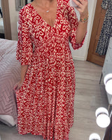 Bohemian Midi-Kleid von Selene in Rot