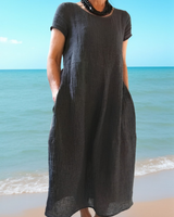 Allie - Lässiges, locker sitzendes Kurzarmkleid für Damen in Schwarz