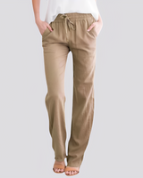 Damen Leichte Hose mit Elastischem Bund in Kaki