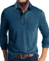 Marty - Komfortables Herren-Poloshirt mit langen Ärmeln in Blau