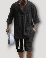 Ferdinand | Cable Knit Shirt und Kurz Sommer-Outfit in Schwarz