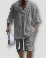 Ferdinand | Cable Knit Shirt und Kurz Sommer-Outfit in Grau