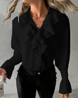 Lilith | Rüschenbluse mit Knopfleiste in Schwarz