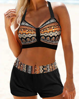 Marlene | Hochtaillierter Ripp-Bikini in Schwarz/khaki